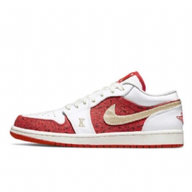 Nike Air Jordan 1 Low Tops Spades Sko Herre Hvite Rød