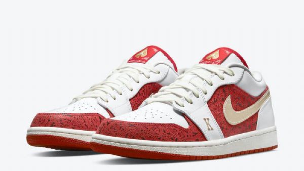 Nike Air Jordan 1 Low Tops Spades Sko Herre Hvite Rød