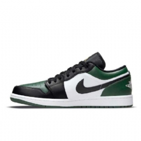 Nike Air Jordan 1 Low Tops Tå Sko Dame Grønn Svarte Hvite