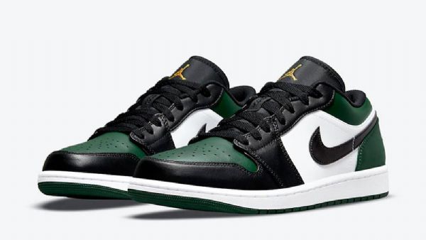 Nike Air Jordan 1 Low Tops Tå Sko Dame Grønn Svarte Hvite