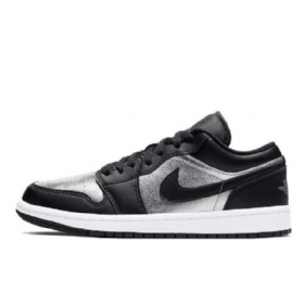 Nike Air Jordan 1 Low Tops Tå Sko Dame Sølv Svarte