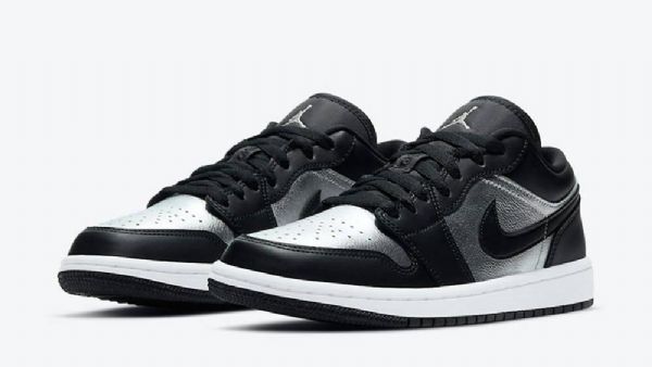 Nike Air Jordan 1 Low Tops Tå Sko Herre Sølv Svarte