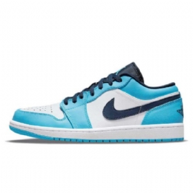 Nike Air Jordan 1 Low Tops Unc Sko Dame Blå Hvite