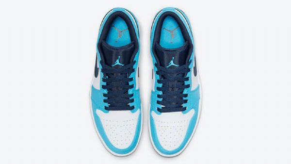 Nike Air Jordan 1 Low Tops Unc Sko Dame Blå Hvite