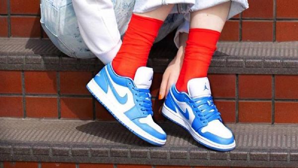 Nike Air Jordan 1 Low Tops Unc Sko Herre Blå