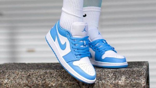 Nike Air Jordan 1 Low Tops Unc Sko Herre Blå