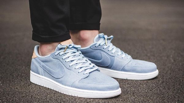 Nike Air Jordan 1 Low Tops Vachetta Tan Sko Herre Blå