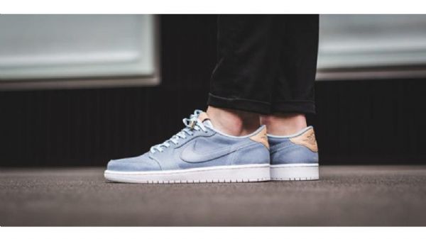 Nike Air Jordan 1 Low Tops Vachetta Tan Sko Herre Blå
