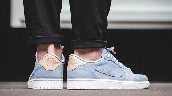 Nike Air Jordan 1 Low Tops Vachetta Tan Sko Herre Blå
