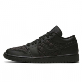 Nike Air Jordan 1 Low Tops Vattert Triple Sko Herre Svarte