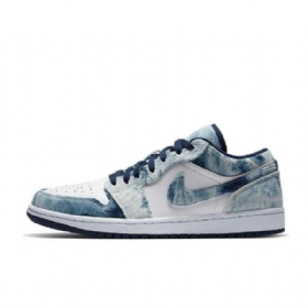 Nike Air Jordan 1 Low Tops Washed Sko Dame Blå