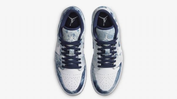 Nike Air Jordan 1 Low Tops Washed Sko Dame Blå