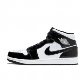 Nike Air Jordan 1 Mid Tops All Star Carbon Fiber Sko Dame Svarte Hvite