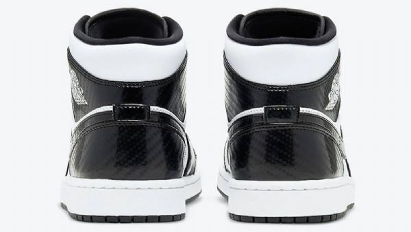 Nike Air Jordan 1 Mid Tops All Star Carbon Fiber Sko Herre Svarte Hvite