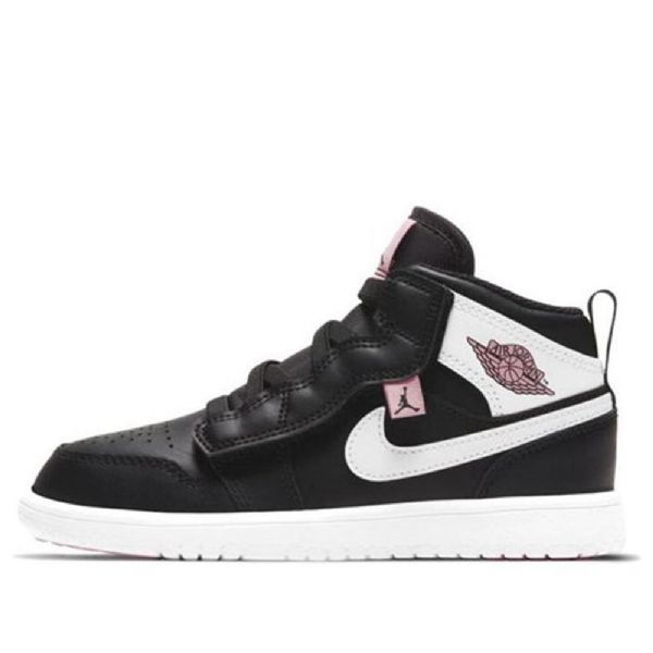 Nike Air Jordan 1 Mid Tops Alt Ps Retro Basketball Shoes Barn Svarte Hvite
