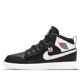 Nike Air Jordan 1 Mid Tops Alt Ps Retro Basketball Shoes Barn Svarte Hvite