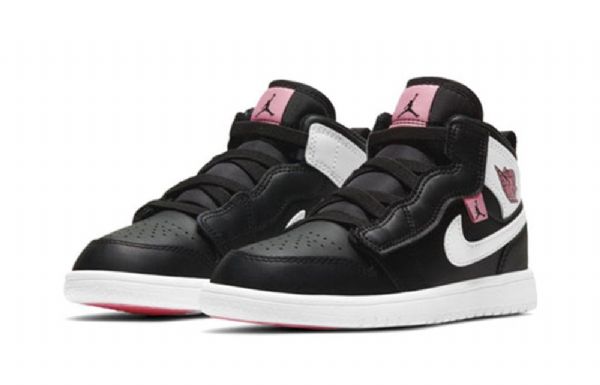 Nike Air Jordan 1 Mid Tops Alt Ps Retro Basketball Shoes Barn Svarte Hvite