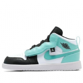 Nike Air Jordan 1 Mid Tops Alt Ps Retro Basketball Shoes Herre Svarte Turkis
