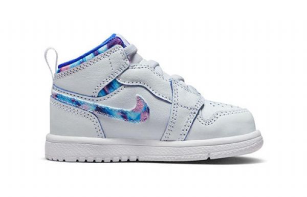 Nike Air Jordan 1 Mid Tops Alt Se Gc Td Sko Barn Hvite Blå