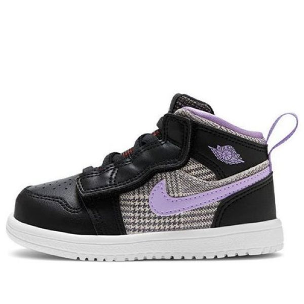 Nike Air Jordan 1 Mid Tops Alt Se Sko Barn Svarte Lilla