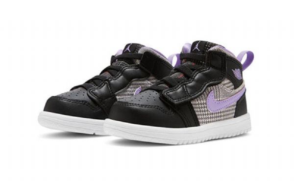 Nike Air Jordan 1 Mid Tops Alt Se Sko Barn Svarte Lilla