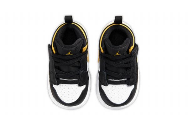 Nike Air Jordan 1 Mid Tops Alt Sko Barn Svarte Hvite Gull