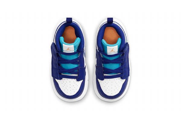 Nike Air Jordan 1 Mid Tops Alt Td Retro Basketball Shoes Barn Blå Hvite
