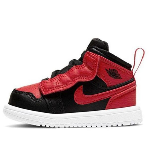 Nike Air Jordan 1 Mid Tops Alt Td Retro Basketball Shoes Barn Svarte Rød