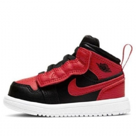 Nike Air Jordan 1 Mid Tops Alt Td Retro Basketball Shoes Barn Svarte Rød