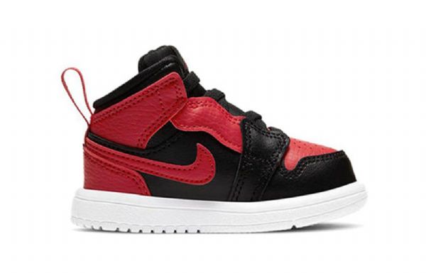 Nike Air Jordan 1 Mid Tops Alt Td Retro Basketball Shoes Barn Svarte Rød
