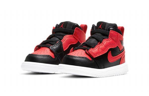 Nike Air Jordan 1 Mid Tops Alt Td Retro Basketball Shoes Barn Svarte Rød
