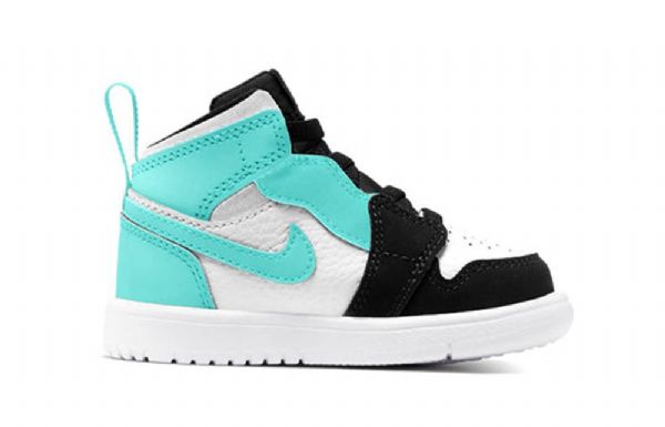 Nike Air Jordan 1 Mid Tops Alt Td Retro Basketball Shoes Barn Svarte Turkis