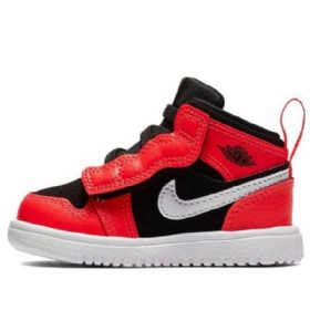 Nike Air Jordan 1 Mid Tops Alt Td Retro Mid Tops-top Sko Barn Svarte Rød