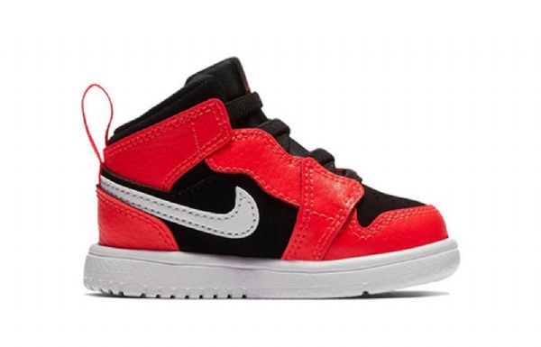 Nike Air Jordan 1 Mid Tops Alt Td Retro Mid Tops-top Sko Barn Svarte Rød