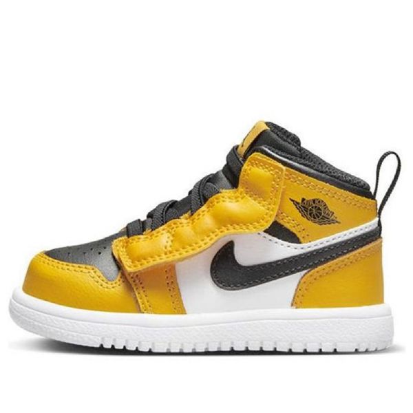 Nike Air Jordan 1 Mid Tops Alt Td Sko Barn Gul Hvite