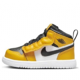 Nike Air Jordan 1 Mid Tops Alt Td Sko Barn Gul Hvite