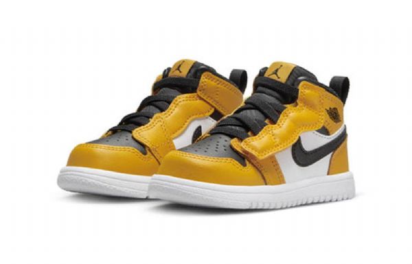 Nike Air Jordan 1 Mid Tops Alt Td Sko Barn Gul Hvite