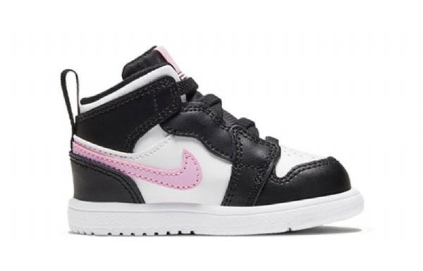 Nike Air Jordan 1 Mid Tops Alt Td Sko Barn Hvite Lyse Rosa