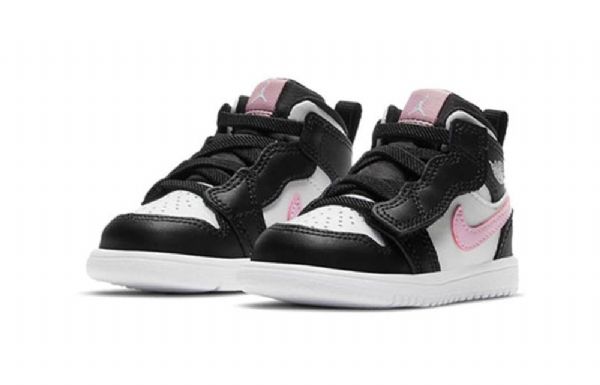 Nike Air Jordan 1 Mid Tops Alt Td Sko Barn Hvite Lyse Rosa