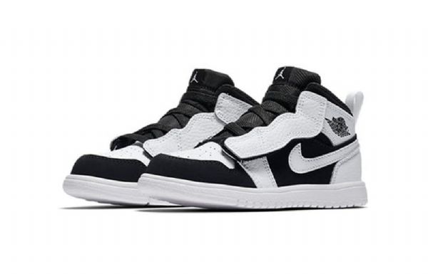 Nike Air Jordan 1 Mid Tops Alt Td Sko Barn Hvite Svarte