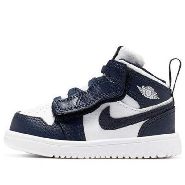 Nike Air Jordan 1 Mid Tops Alt Td Sko Barn Marineblå Hvite