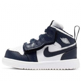 Nike Air Jordan 1 Mid Tops Alt Td Sko Barn Marineblå Hvite