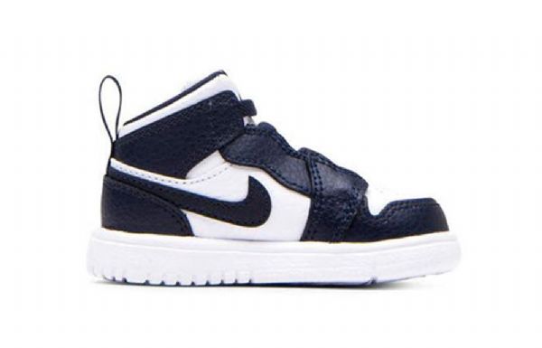 Nike Air Jordan 1 Mid Tops Alt Td Sko Barn Marineblå Hvite