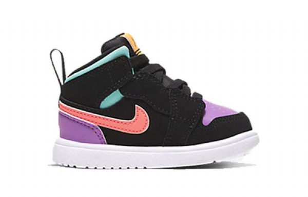 Nike Air Jordan 1 Mid Tops Alt Td Sko Barn Svarte