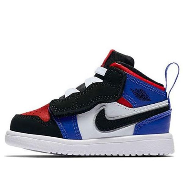 Nike Air Jordan 1 Mid Tops Alt Td Sko Barn Svarte Blå Hvite