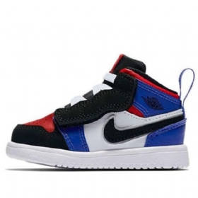 Nike Air Jordan 1 Mid Tops Alt Td Sko Barn Svarte Blå Hvite
