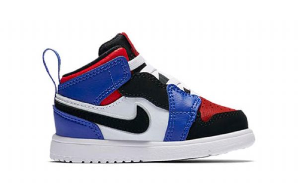 Nike Air Jordan 1 Mid Tops Alt Td Sko Barn Svarte Blå Hvite