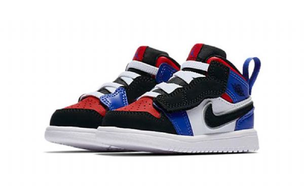Nike Air Jordan 1 Mid Tops Alt Td Sko Barn Svarte Blå Hvite