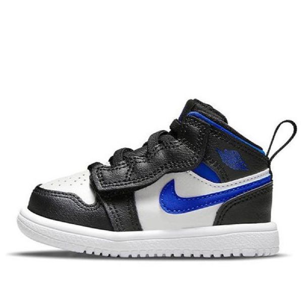 Nike Air Jordan 1 Mid Tops Alt Td Sko Barn Svarte Blå Hvite