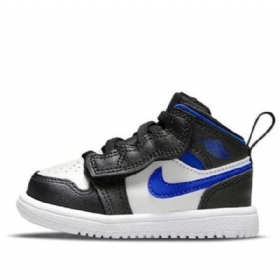 Nike Air Jordan 1 Mid Tops Alt Td Sko Barn Svarte Blå Hvite